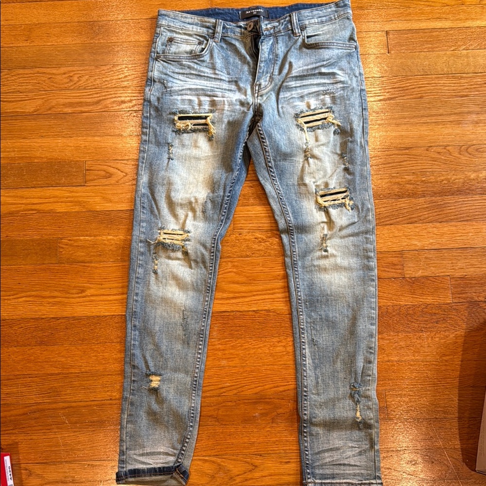 Men's Distressed Blue Jeans